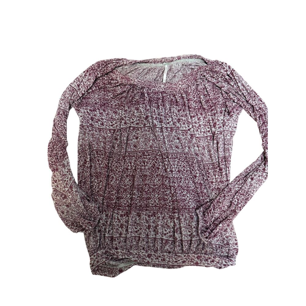 Free People Scoop Neck Long Sleeve Flowy Blouse - Size Medium